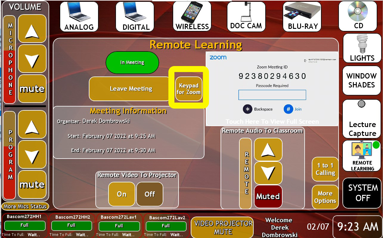 Keypad for Zoom